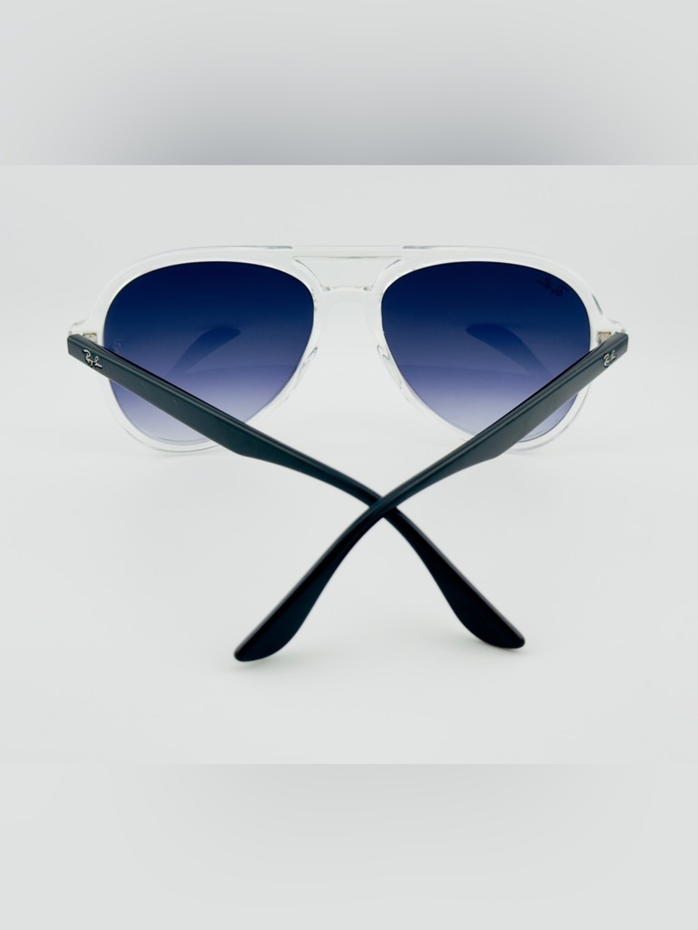 Ray-Ban Aviator Sunglasses RB4376 Transparent Frame with Gradient Dark Gray Lens - Picture 12 of 16